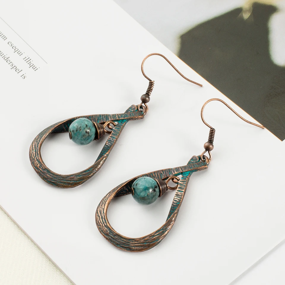 

New arrival creative fashion alloy drop earrings for women Vintage metal stone bulb shape earring Charm Women's Jewelry Gifts