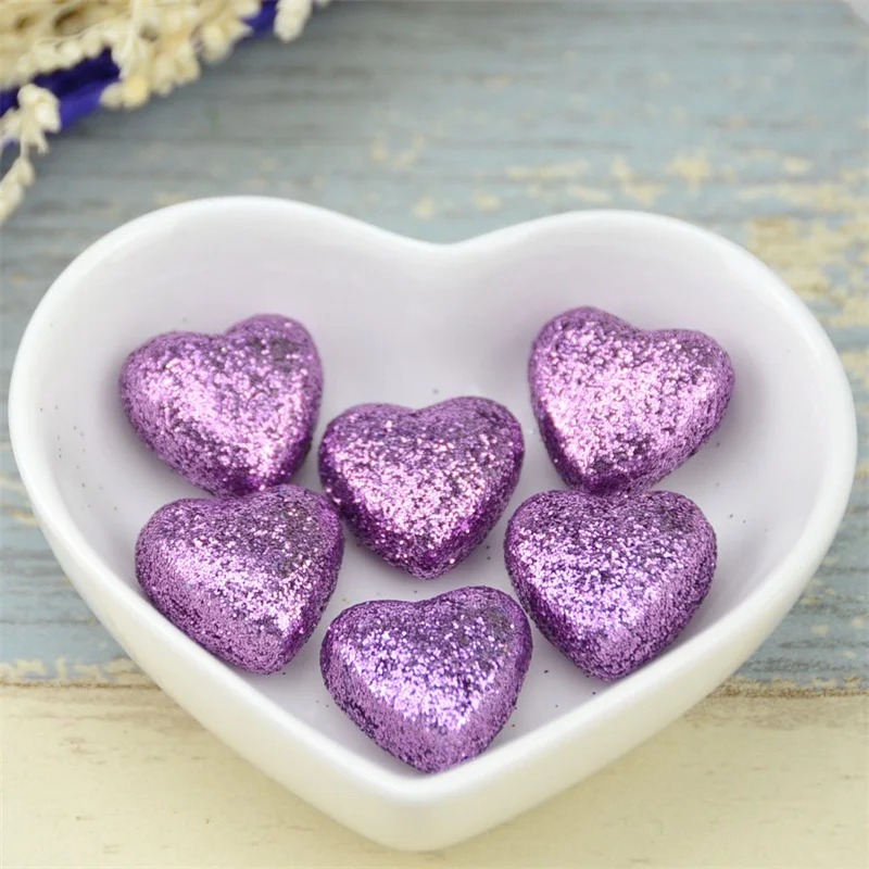 30 шт./лот, 1,5*2 см, блестящее пенополиэтиленовое сердце, свадебное украшение для рукоделия, ручная работа, Рождество, скрапбукинг, праздничные, вечерние принадлежности - Цвет: Purple