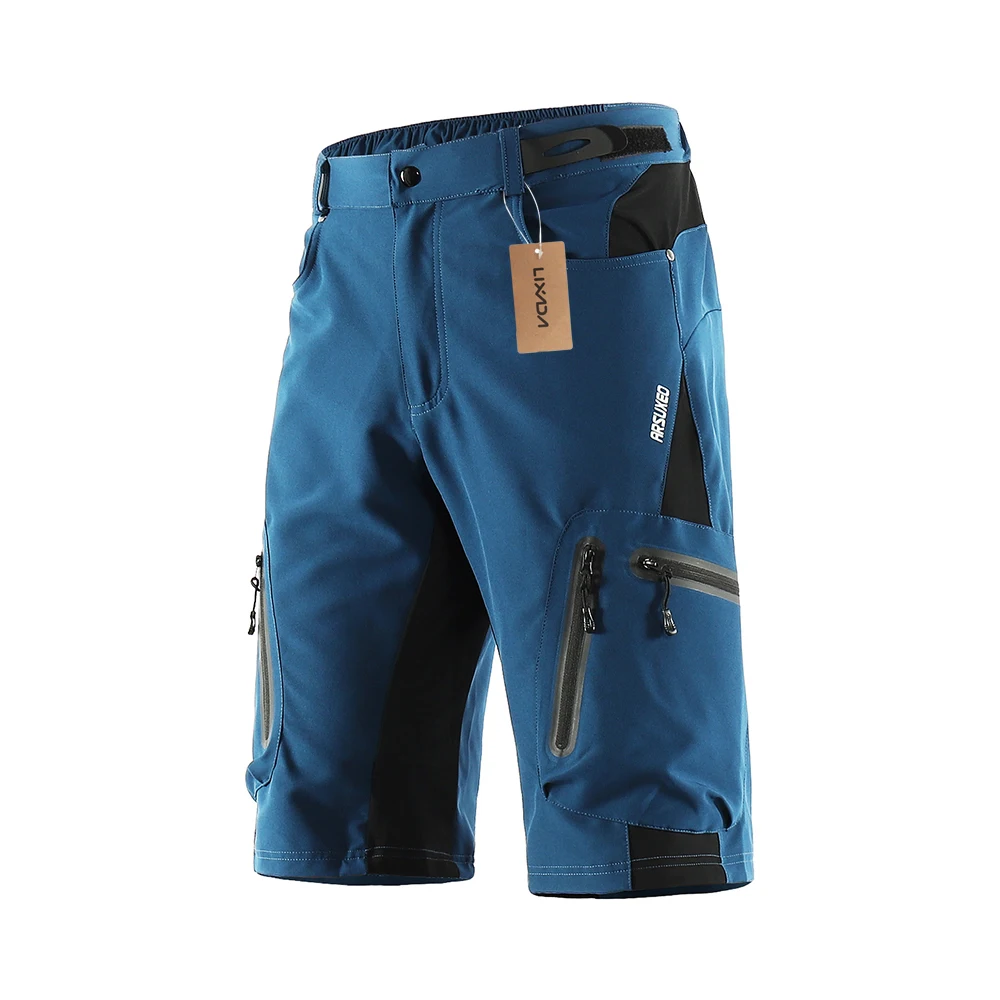 Lixada мужские шорты для горного велосипеда шорты из дышащей ткани для велосипедных прогулок свободный крой для спорта на открытом воздухе бега MTB велосипедные короткие брюки - Цвет: dark blue