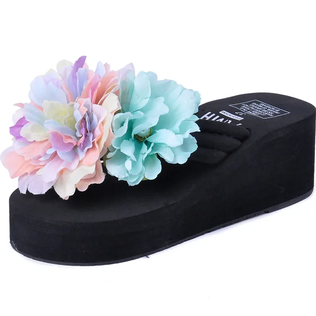 creative hand made flower flip flops holiday beach shoe slippers
