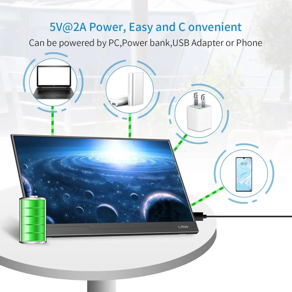  Ultrathin Portable Monitor 15.6” Lcd Usb Type C Hdmi Gaming Monitor Ips 1080p Hd Display For Ps4 La