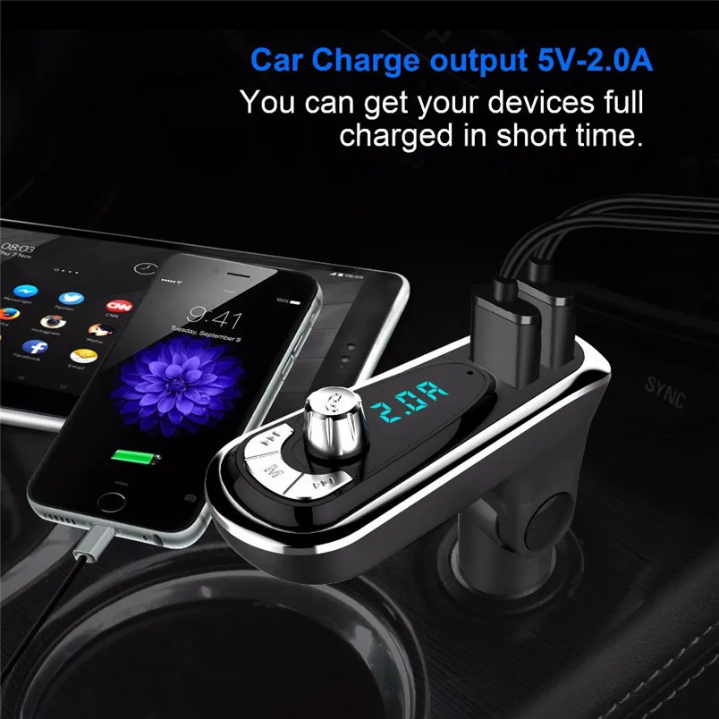 Беспроводной автомобильный FM передатчик с Bluetooth и функцией громкой связи 3 0 mp3