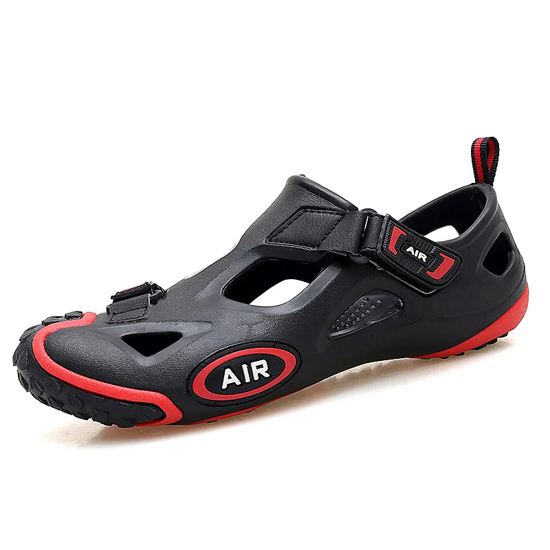 Брендовая водонепроницаемая обувь унисекс; Мужская Уличная дышащая нескользящая обувь; пляжные сандалии; женская спортивная обувь; беговые кроссовки - Цвет: black-red