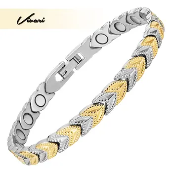 

Vivari Trendy Bio Healthy Bracelet for Women Stainless Steel Bangle 2-Tone Gold Silver Color Jewellery Magnets Wristband Charm