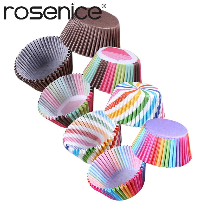 

100pcs Cupcake Wrappers Liners Muffin Cases Cake Cup Party Favors Rainbow Color Wrap Baking Cup for Wedding Birthday Party Decor