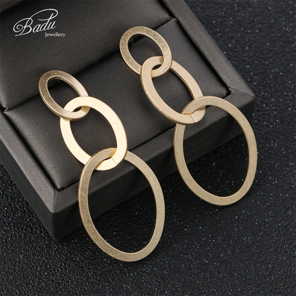 

Badu Gold Silver Geometric Earrings for Women Exaggerated Big Hollowing Drop Earring Jewelry Gift for Girls Wholesale