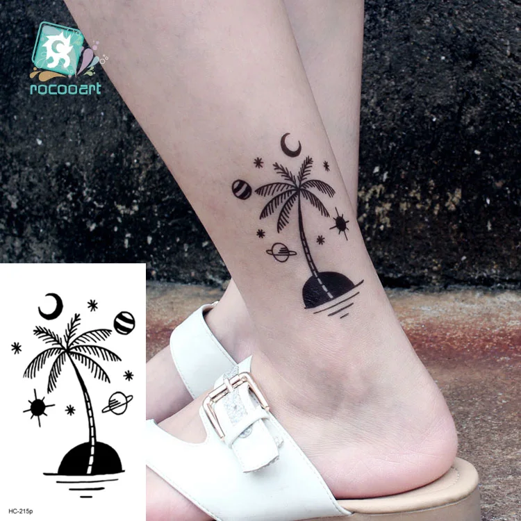 Rocooart 10.5x6cm Fake Temporary Tattoo Sticker for Girls Waterproof Black Geometric Mountain Tatoos Body Art Fake Tattoo Paper - Цвет: HC-215p