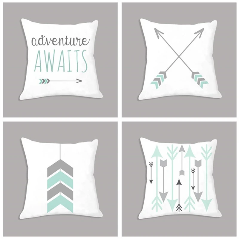 

Arrow Cartoon Seat White Cushion Quote Plush Throw Pillow 45x45cm Decorative Cushion Sofa Kids Party Decor Supplies For Boy Gift