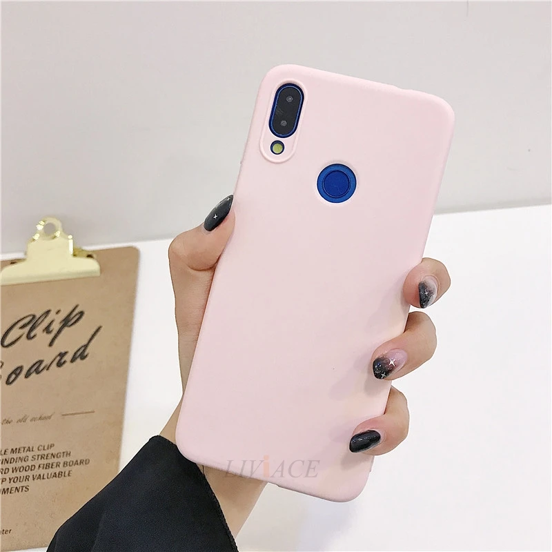 Силиконовый чехол карамельного цвета для телефона xiaomi redmi 7/redmi note 7 pro, Матовая Мягкая задняя крышка из ТПУ, чехлы для redmi note 7 - Цвет: light pink