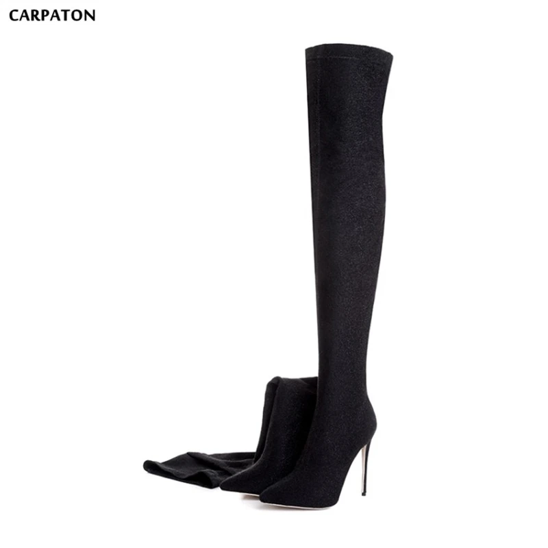 

Carpaton 2018 Newest Women High boots Over the knee boots Thin high heels Pointed Toe Solid Winter girl must-haves