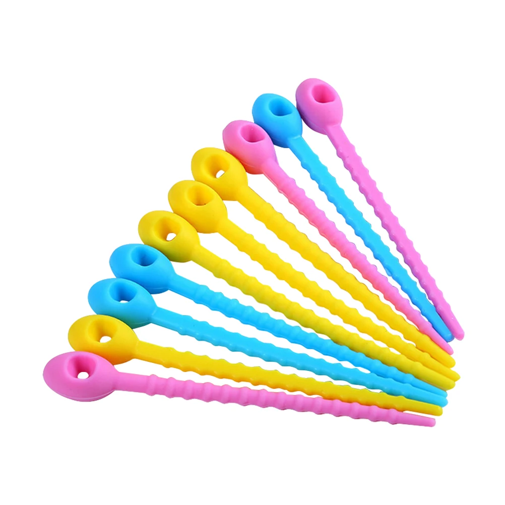 

10 Pcs Silicone Multi-use Reusable Snacks Food Cable Bag Bread Ties Clip Saver (Random Color)