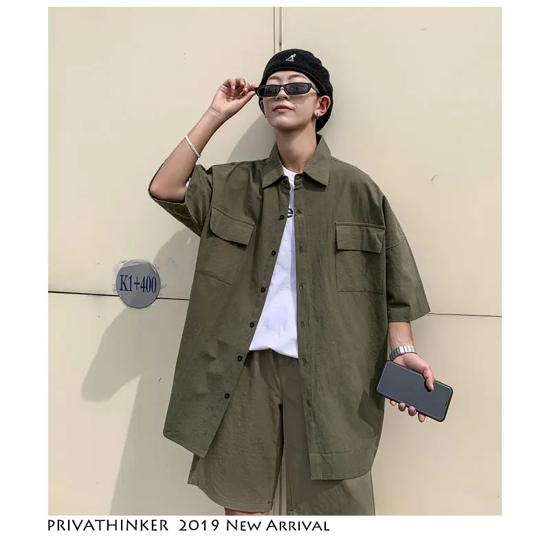 

Privathinker Men Harajuku Streetwear Tracksuit 2019 Summer Two Piece Set Top And Pants Short Sleeve Casual Shirts 2 Pieces Set
