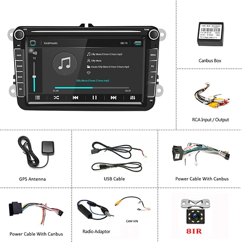 Hikity " Android 8,1 Автомобильный мультимедийный dvd-плеер 2 Din gps навигация Авторадио для Skoda VW Passat B6 Polo Golf 4 5 Touran Seat - Цвет: With 8 IR Camera