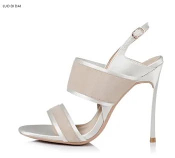 

2020 new women red high heels party shoes summer open Toe slide sandals metal heel high heels buckle strap gladiator sandals
