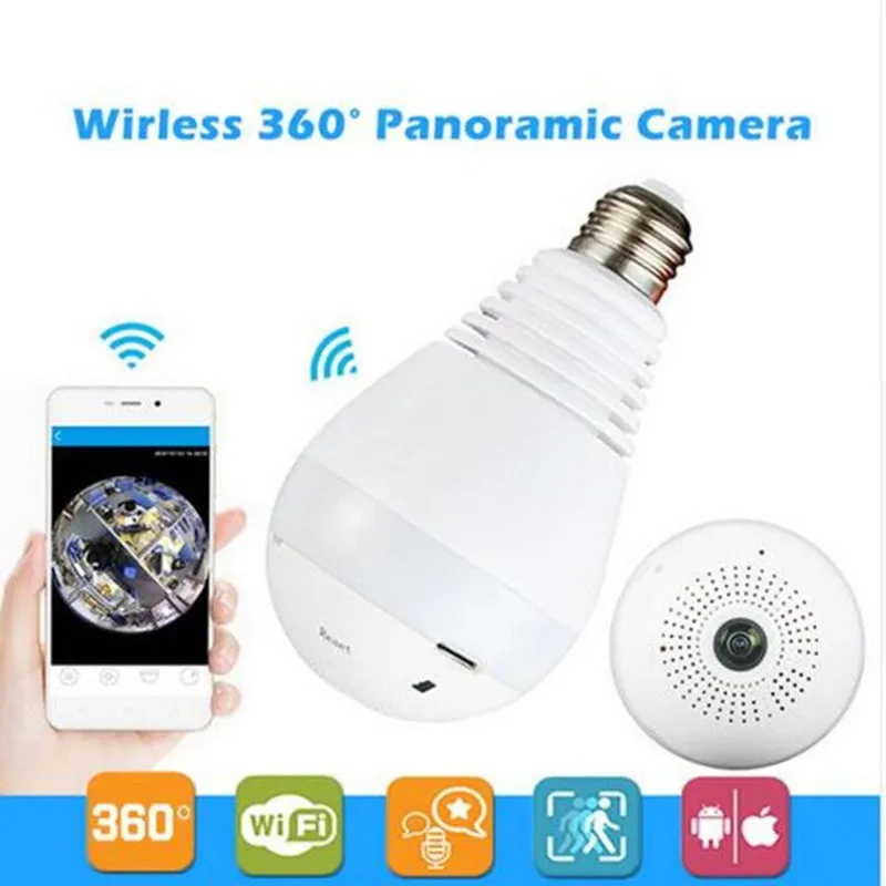 

360 Degree Wifi Wireless IP Camera Bulb Light Smart Home CCTV 3D Surveillance Camera 1.3MP Home Security Panoramic WiFi Camera