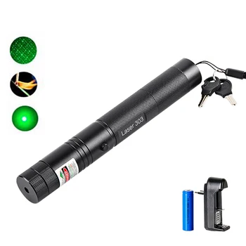 

EASYIDEA 5mW Laser Pointer High Power 532nm 303 Green Laser Pointer Pen Adjustable Burning Match With Rechargeable 18650 Battery