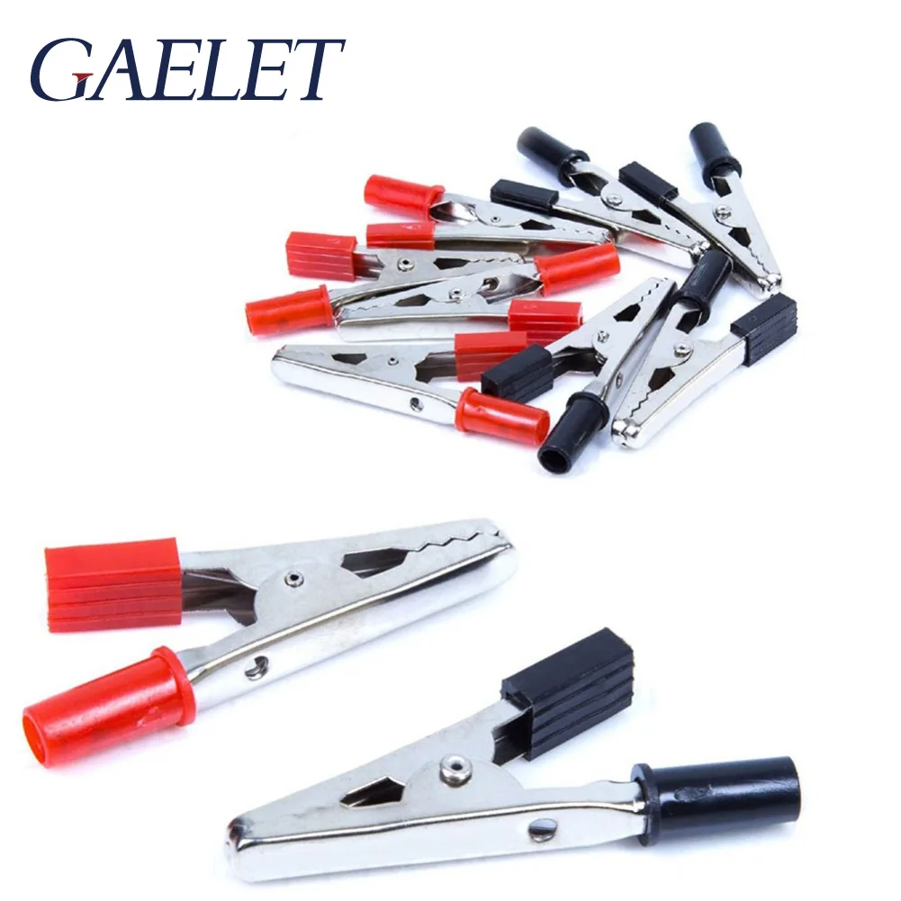 

10pcs 52mm Length Crocodile Clips Insulated Plastic Handle Cable Lead Testing Metal Alligator Clamps Clips ZK30
