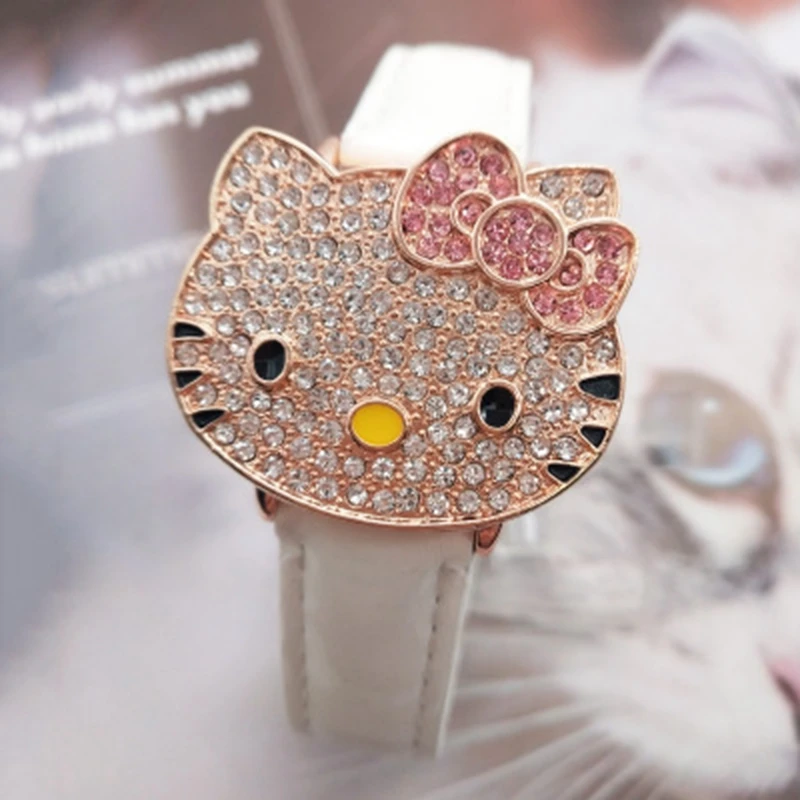 Hot Sales Cute Leather Hello Kitty Watch Children Girls Women Crystal Dress Quartz Wristwatch Relojes Hot Sales Cute Leather Hello Kitty Watch Children Girls Women Crystal Dress Quartz Wristwatch Relojes