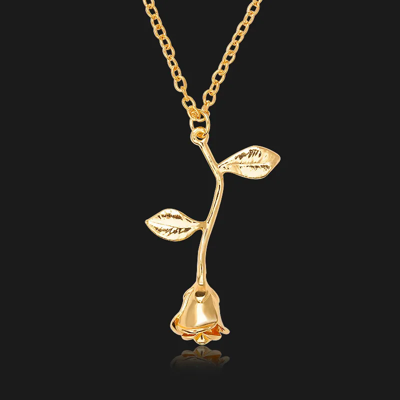 

Gold Color Delicate Rose Flower Pendant Necklace Charm Jewelry Necklace For Women Birthday Gift