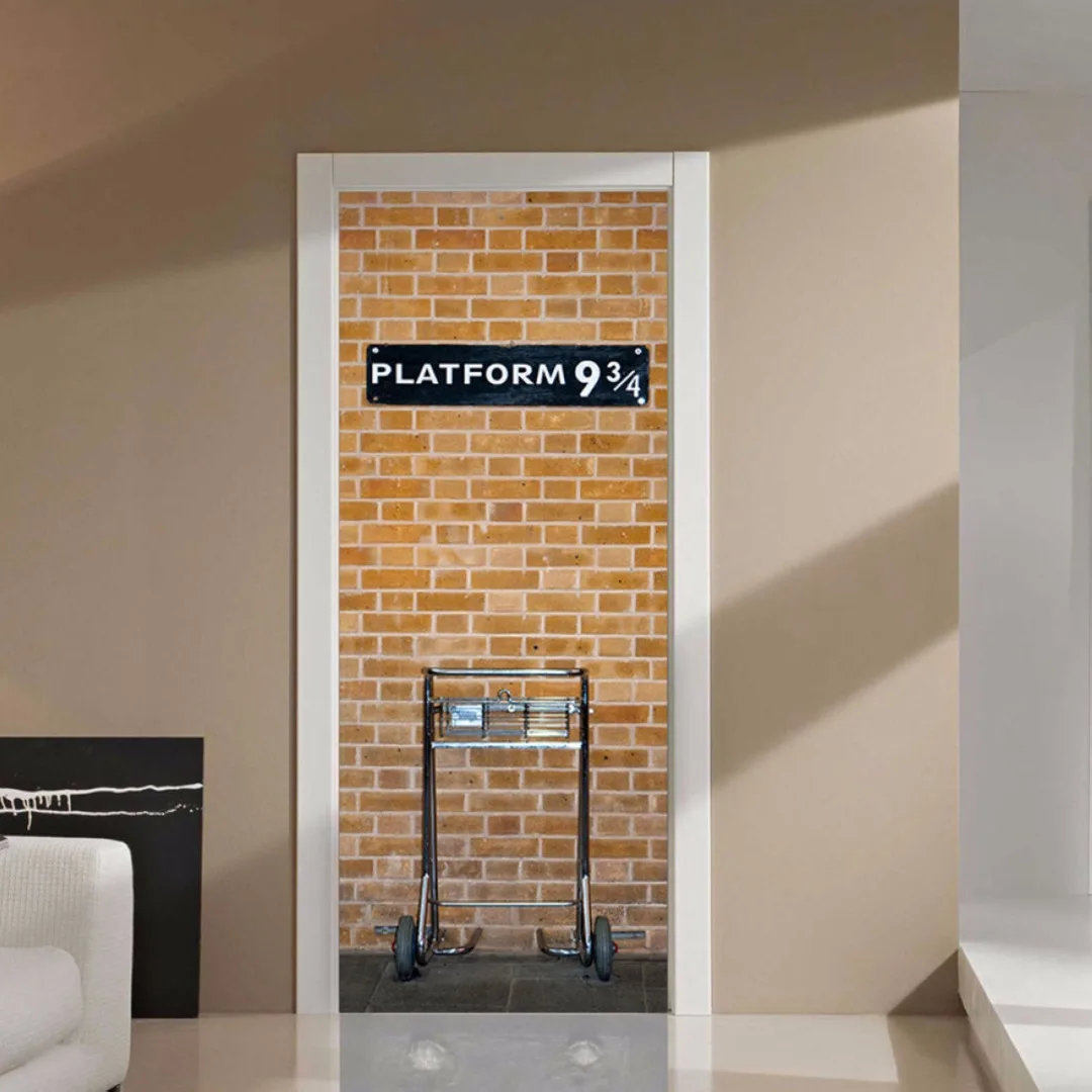 JX-LCLYL 77*200cm 3D Harry Potter Platform 9 3/4 Door Wall Sticker Art Self Adhesive Mural Decor