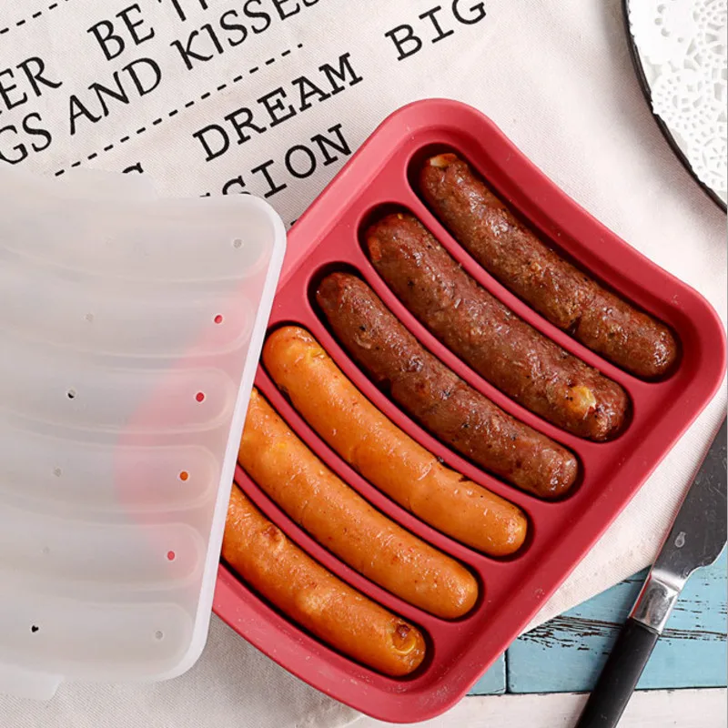 

LIXYMO 2017new 1 set Sausage Silicone Box Case with cap Baby Food Storage Box Roaster Microwave Oven Baking Cooking non-stick