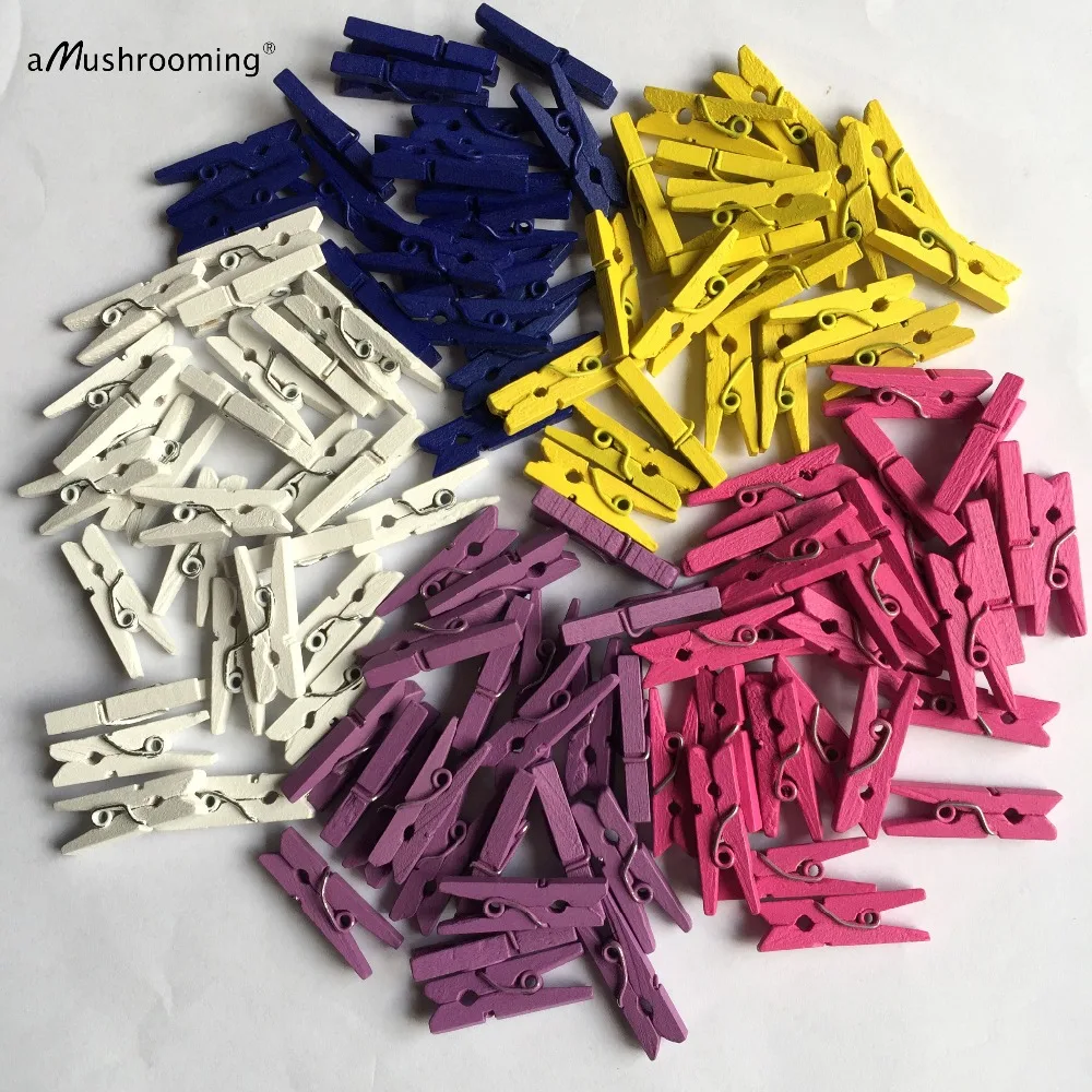 50pcs Wood Mini Clothespins Pegs Clothes Pins 25mm For Scrapbooking