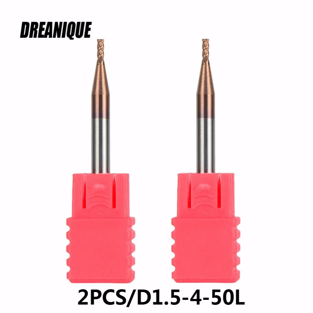 

High Quality HRC55 Tungsten Steel End Mills 2pcs/lot D1.5-4-50 4 Flute Head CNC Milling Carbide End mills