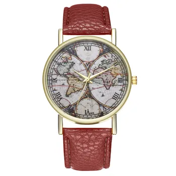 

FUNIQUE Retro World Map Watch Women Minimalist Watch Student Quartz Hours Sweet Ladies Wrist Watch Reloj Mujer For Dropshipping