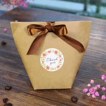 

108pcs Handmade Packaging Gift Box Sticker Dragee Candy Box Cake Boxes and Packaging Kraft Paper Sticker Gift Bag Paper Wrapping
