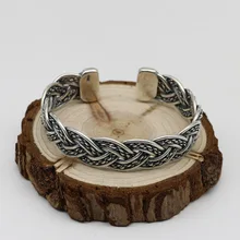 В стиле панк S925 стерлингового серебра конопли полые ретро Тайский Серебряный Для мужчин и Для женщин Личность Модные аксессуары открытые браслет