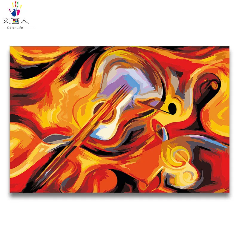 

abstract violin guitar oil painting coloring picture by numbers with kits on canvas draw paint by numbers for kids learn paint