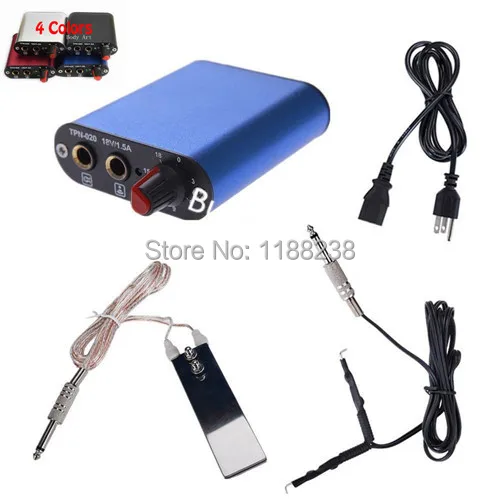 

MIni Tattoo Power Supply 4 Colors with Clip Cord Tattoo Foot Pedal Switch Equipment Set for Tattoo Machine Gun FREE SHIPPING