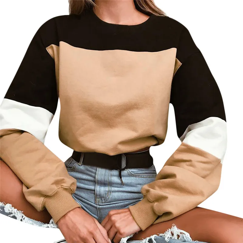 

Autumn Sweatshirt Hip Hop Long Sleeve Cropped Hoodies Women Patchwork Hooded Pullover Crop Tops 2019 New Spring Girls Sweatshirt
