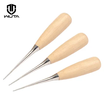 

WUTA Leather Craft Awl Tools Leather Hole Punch Tool Sewing Punching Hole Maker Stitching Over stitch Wood Handle Pack of 3 pcs