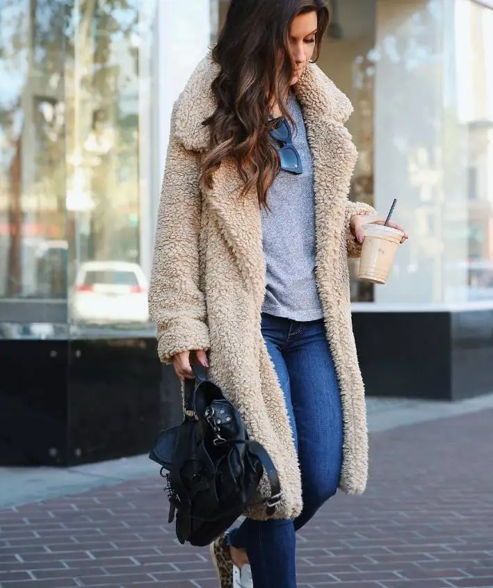 Women Faux Fur Teddy Coat Autumn Winter 