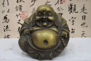 

5"China Buddhist Classical Bronze Copper Laughing Maitreya Buddha Statue a(5.19)