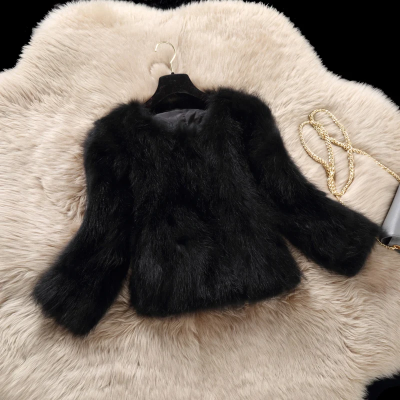 Genuine raccoon dog fur coat outerwear women's short slim real fur