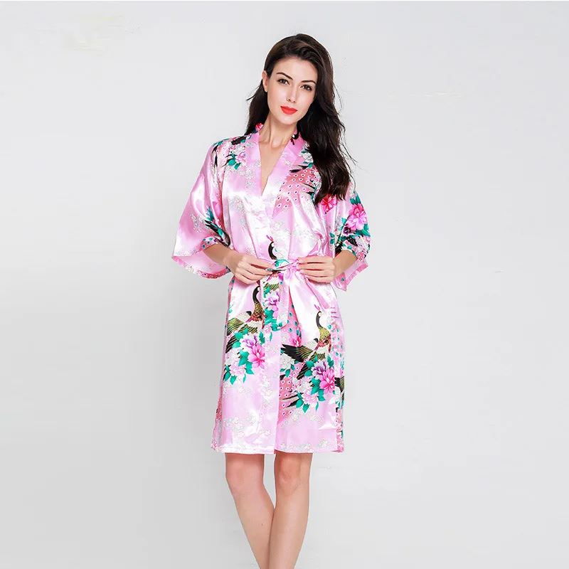 

2019 Top Fashion Direct Selling Polyester Women Robes Simulation Silk Female Spring Animals Printed Home Wear Women's Bathrobes