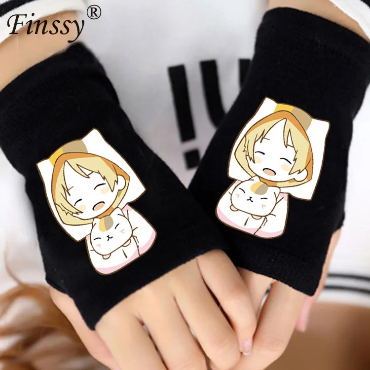 1 пара аниме Феи хвост Наруто перчатки без пальцев Kawaii Natsume Yuujinchou Nyanko Sensei Кошка