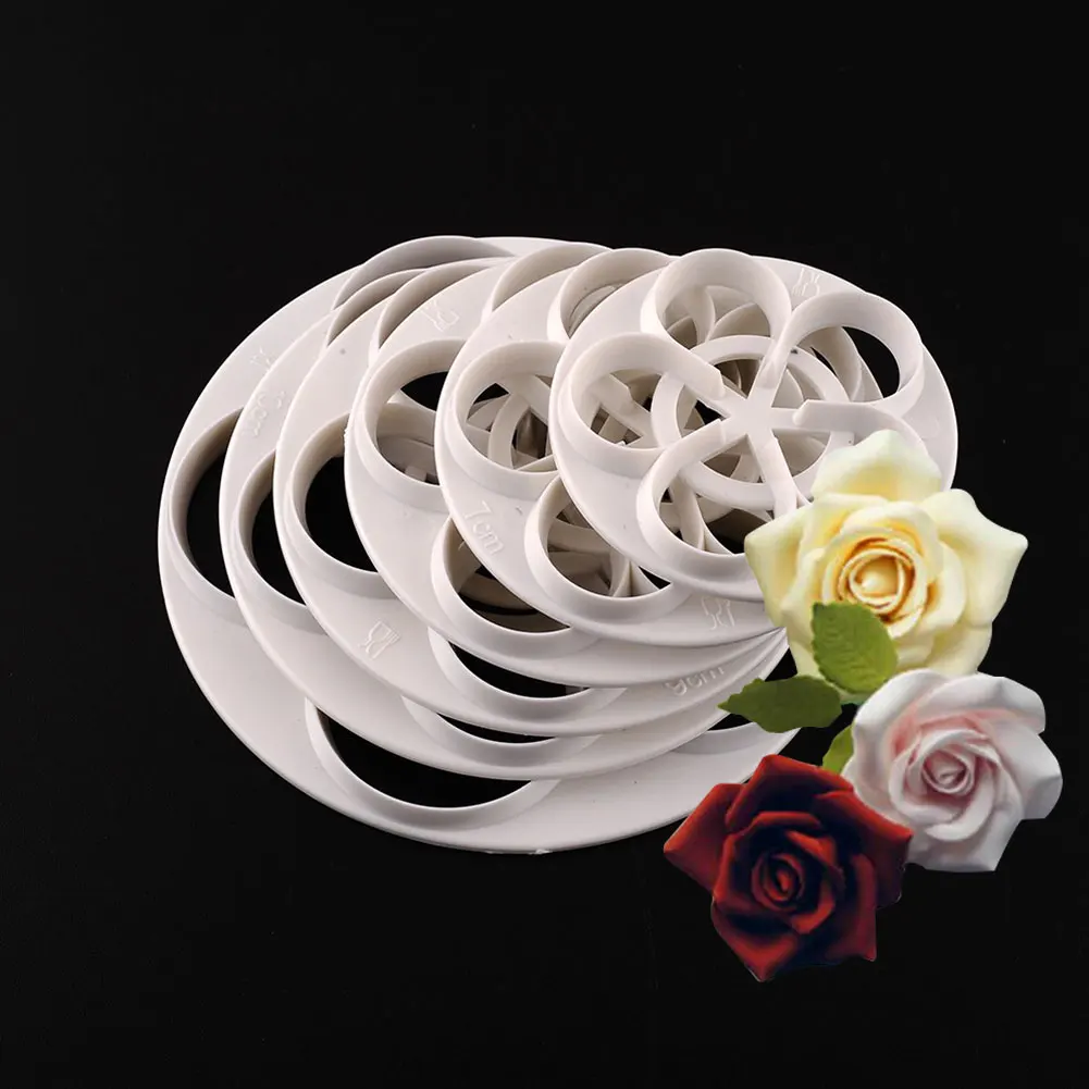 

6PCS/lot Rose Flower Silicone Mold Fondant Cake Decorating Tools Big Cookie Cutter Sugarcraft Cooking Tools Free Double