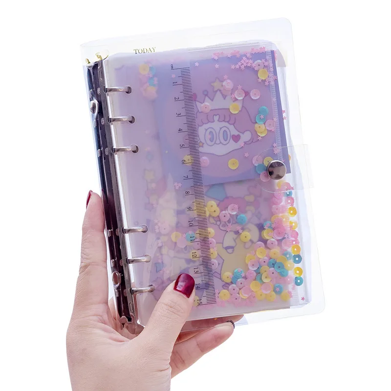 

19*13cm Soft Transparent PVC Personal Agenda School Gift, Lovely Girls Daily Diary Loose Leaf Notebook DIY