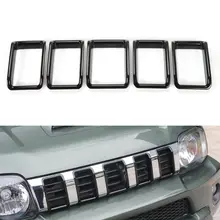 Para Suzuki Jimny 2012-15 rejilla frontal red recorte cubierta Exterior Marco de Decoración Estilo de coche etiqueta cromo ABS coche cubre Accesorios
