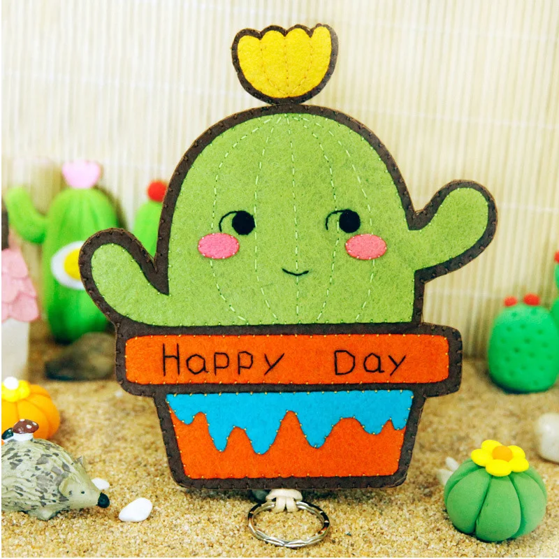 Lovely Cactus Felt DIY Key Ring Ornament Simple Exercise For Kindergarten & Primary School | Дом и сад