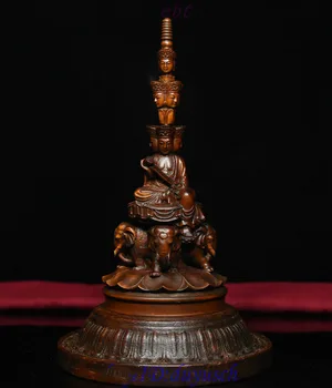 

Christmas 7" Tibet Boxwood Wood Carved Samantabhadra Bodhisattva Buddha On Elephant Statue Halloween