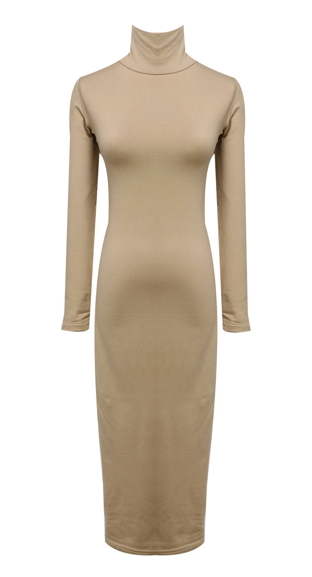 Women Sexy Turtle Neck Casual Bodycon Dress Stretch Vestidos Cotton ...