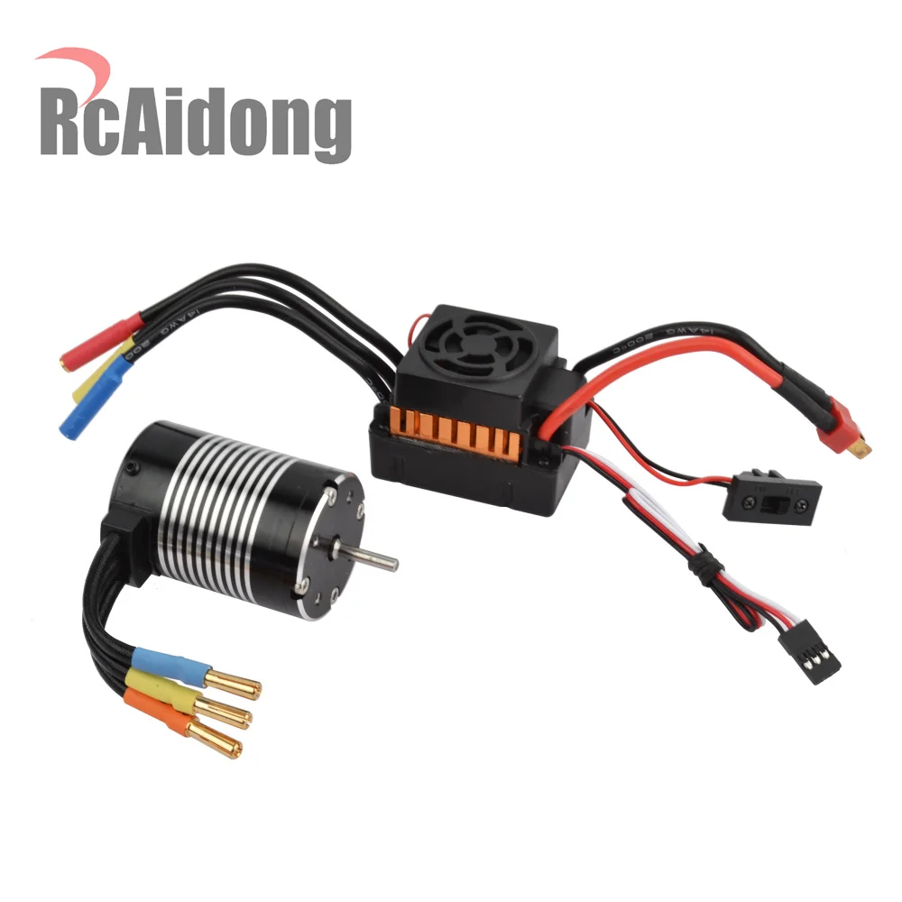 

RCAIDONG Upgrade Waterproof 3650 3300KV Brushless Motor with 45A ESC Combo Set for 1:10 RC Car Truck