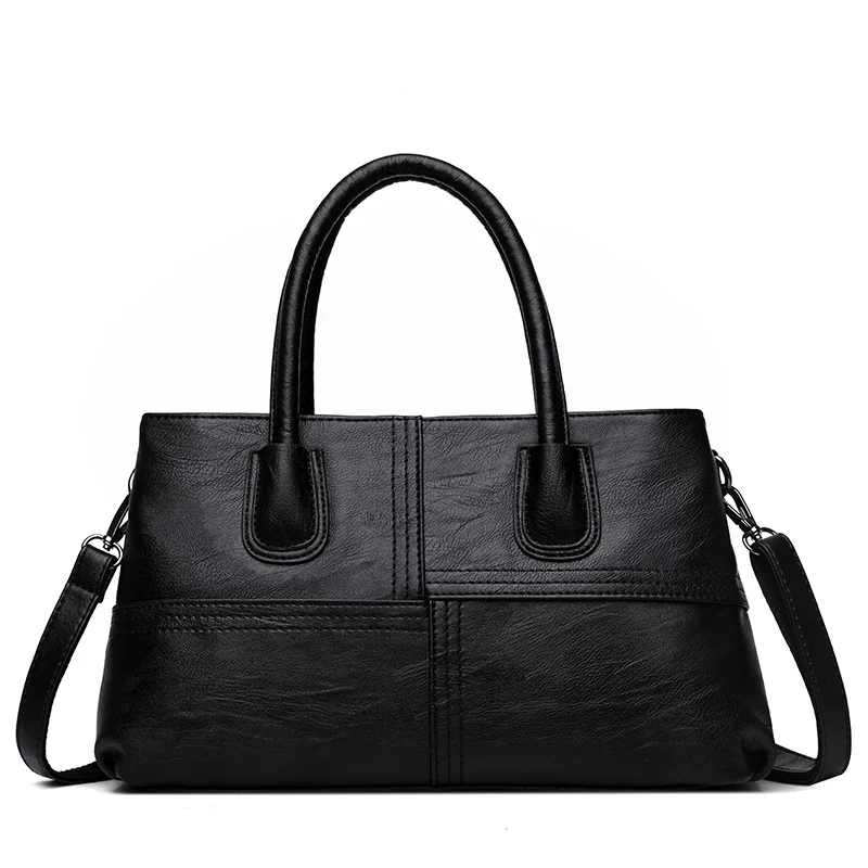 

2018 Women Versatile Handbag Soft PU Leather Tote Bags Zipper Messenger Bag Splice Grafting Vintage Shoulder Crossbody Bags