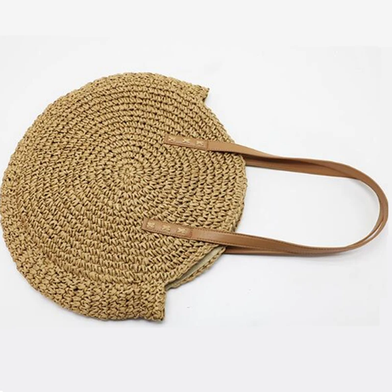 Beach Rattan Bag Hand Woven Straw Bag Bohemian Summer Handbag Travel Female Tote Wicker Bag bolsos de mimbres paja