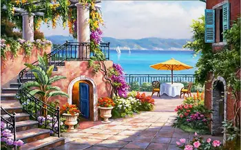 

3d room wallpaper custom photo non-woven mural seaside garden scenery decoration painting 3d wall murals wallpaper for walls 3d