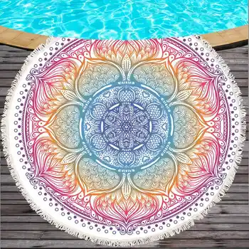 

Bohemian 150cm Multifunctional Women Summer Chiffon Shawl Round Type Geometric Retro Towel Swim Beach Yoga Mat GB023